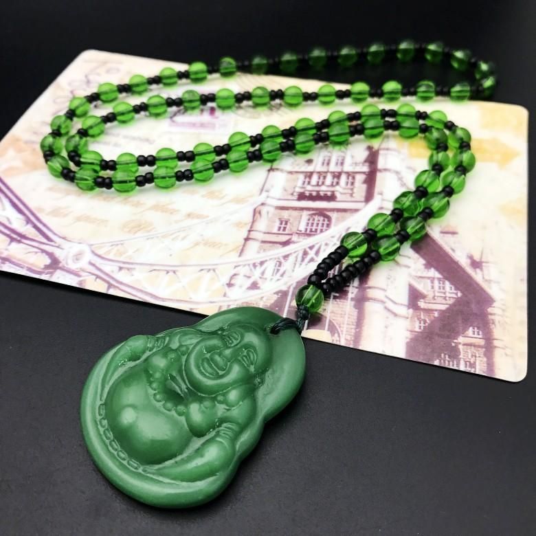 Pendant Necklaces Natural Stone Maitreya Buddha Necklace For Women Men Chinese Carved Amulet Choker Jewelry Drop Delivery Ot9Mc