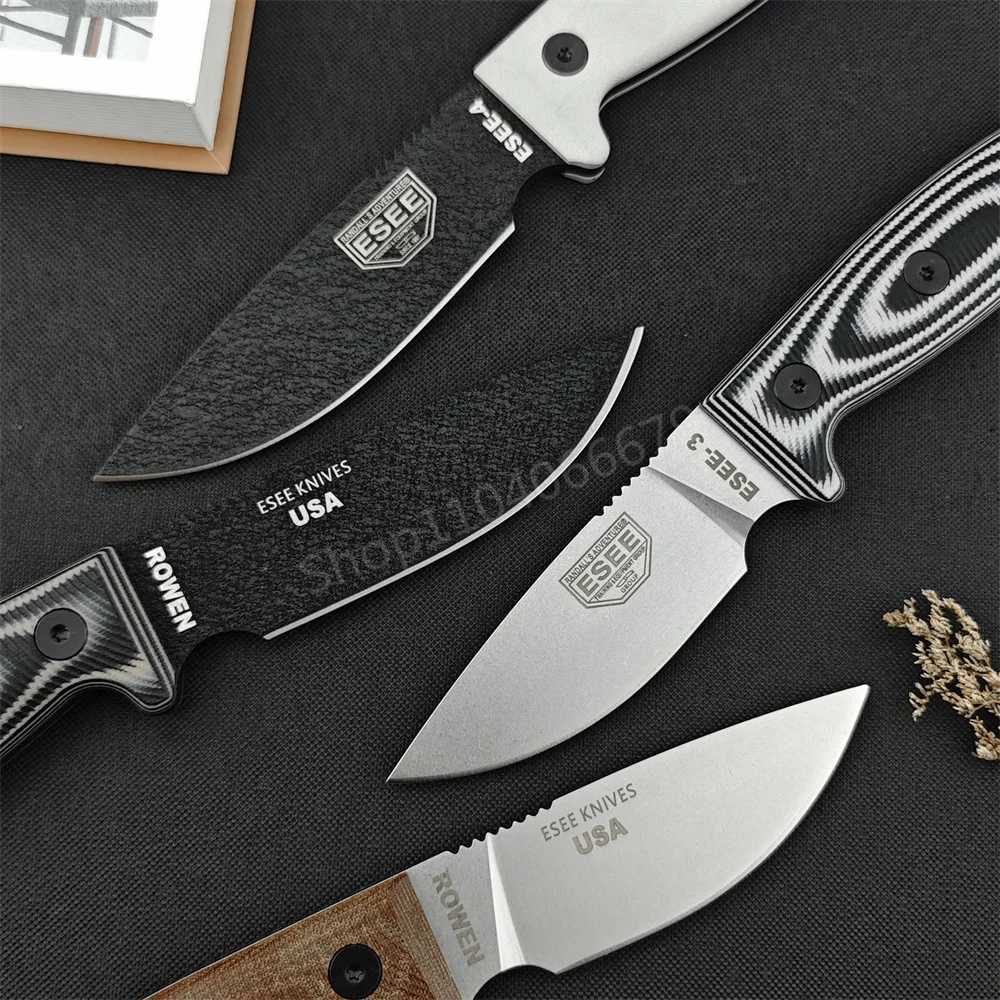 NEW ESEE -3/4 Fixed Blade Knife 9Cr18Mov Blade G10+Hp Hand Outdoor EDC Survival Cam Hiking Hunting Tools GiftXJ250307