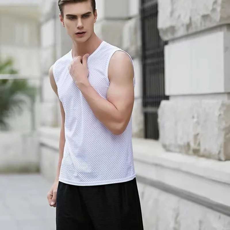 Mens Ice Silk Mesh Tank Tops Summer Quick-Drying Breathable Vest Bodybuilding Sleeveless Shirt Sport T Shirts Muscle SingletsT250318