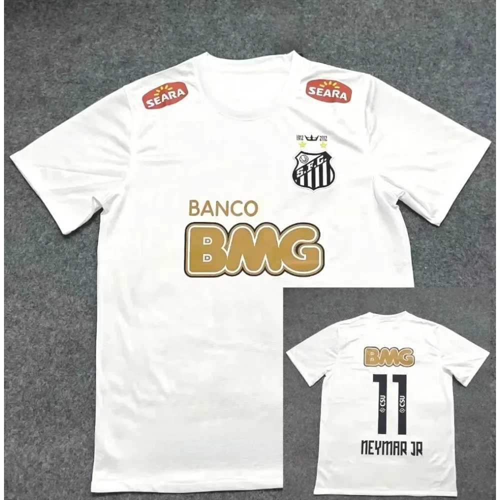 Men's T-Shirts Basilica Santos Jersey Home Neymar No. 11 Short-sleeved Fans Version Retro Football Jersey Printed Breathable Men T-shirts z250307