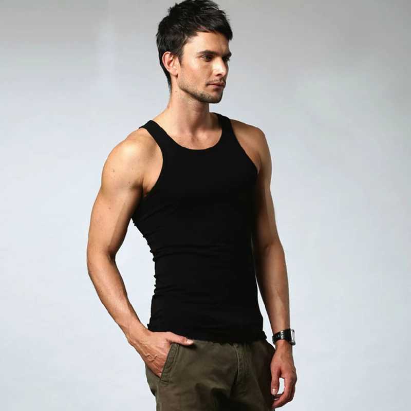 Mens Sports I-word Elastic Cotton Undershirt Summer Korean Fitness Bottoming Mens UndershirtT250318