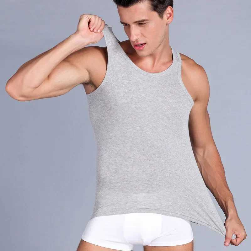 MRMT 2025 Brand New Mens Cotton Vest Fine Thread Stretch Tank Tops Tees Large Size I-Shaped White Men For MaleT250318