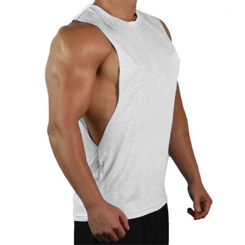 New Blank Sleeveless shirt Muscle Cut Workout Shirt Bodybuilding Tank Top Man Fitness Clothing cotton open sides vestT250318