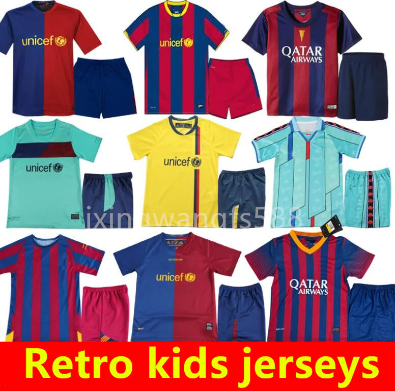 kids Retro Jersey 96 97 98 99 00 05 06 07 08 09 10 11 14 15 Soccer Jerseys kits Ronaldinho A.iniesta Xavi Rivaldo Henry A Iniesta Eto'o PUYOL Home Away Football Shirts