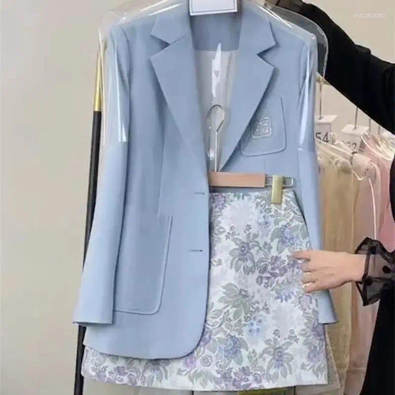Work Dresses Spring Korean Sweet Women's Outfit 2-Piece Set Elegant Beading Jacket Floral Printed Slim Short Skirt Office Lady Suit 114B