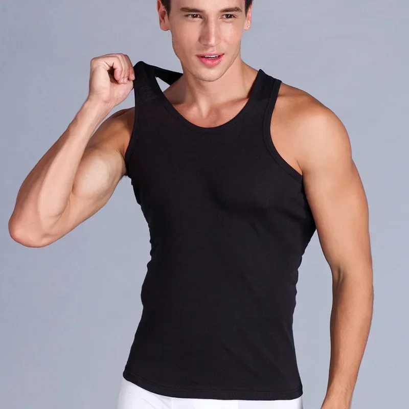 MRMT 2025 Brand New Mens Cotton Vest Fine Thread Stretch Tank Tops Tees Large Size I-Shaped White Men For MaleT250318