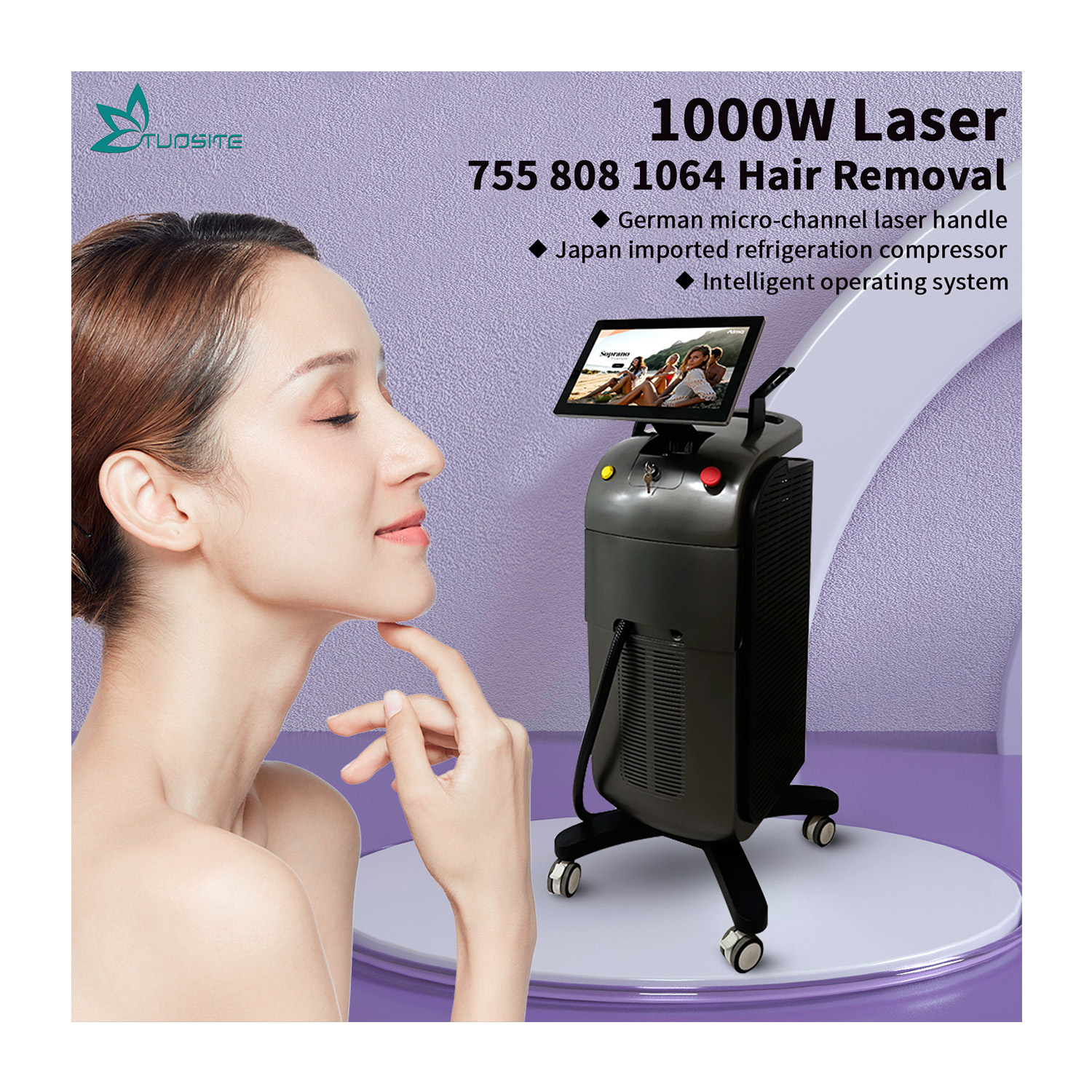 CE FDA Certified 3000W Diode Laser Hair Removal Machine/4-Wavelength 755 808 940 1064nm Ice Cooling