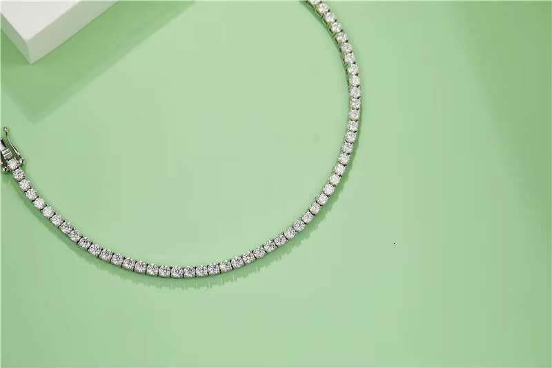 Fine Top Selg Moissanite Jewelry Sier S Sterg White 14k Gold Plated Dia Tennis Chain Necklace