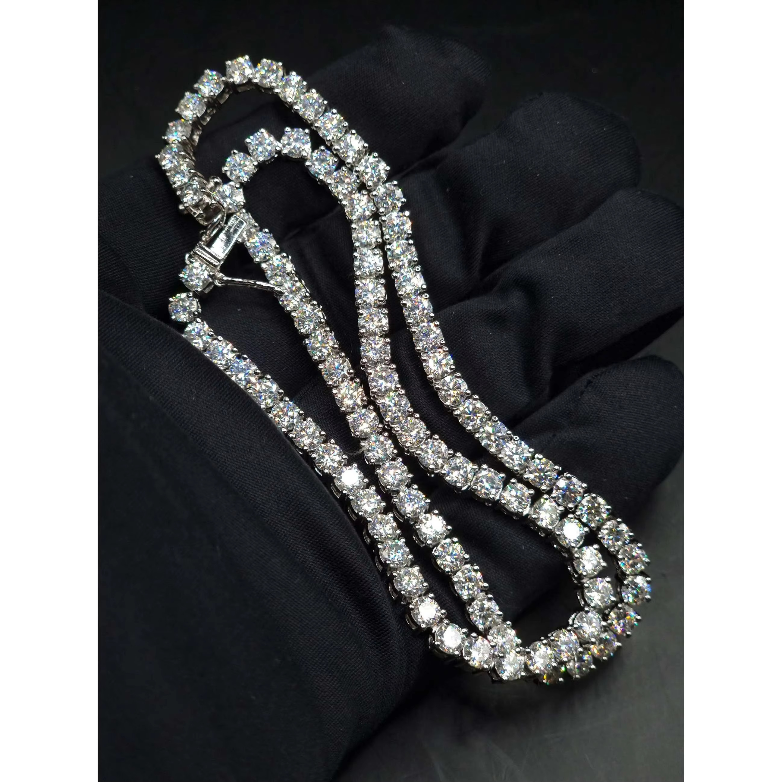 Moissanite Diamond Tennis Chain 4.0mm D Color VVS1 Moissanite Pass Diamond Tester Tennis Necklace for Women 925 Sterling Si