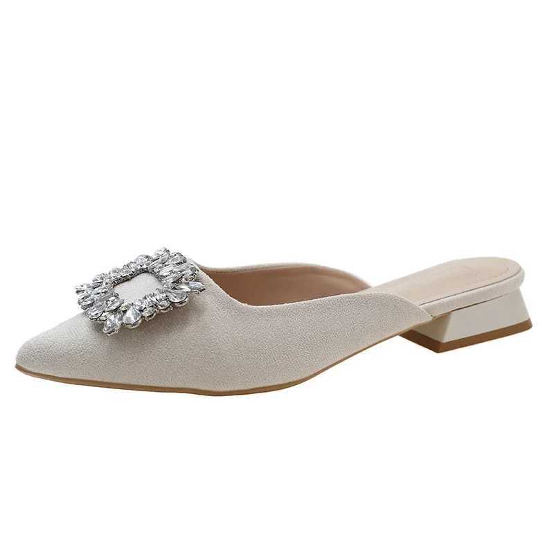 Summer Pointed Toe Wen Mes Slippers Fi Light Crystal Decorative Slides Womens Casual Outdoor Low Heel Sandals Y250307