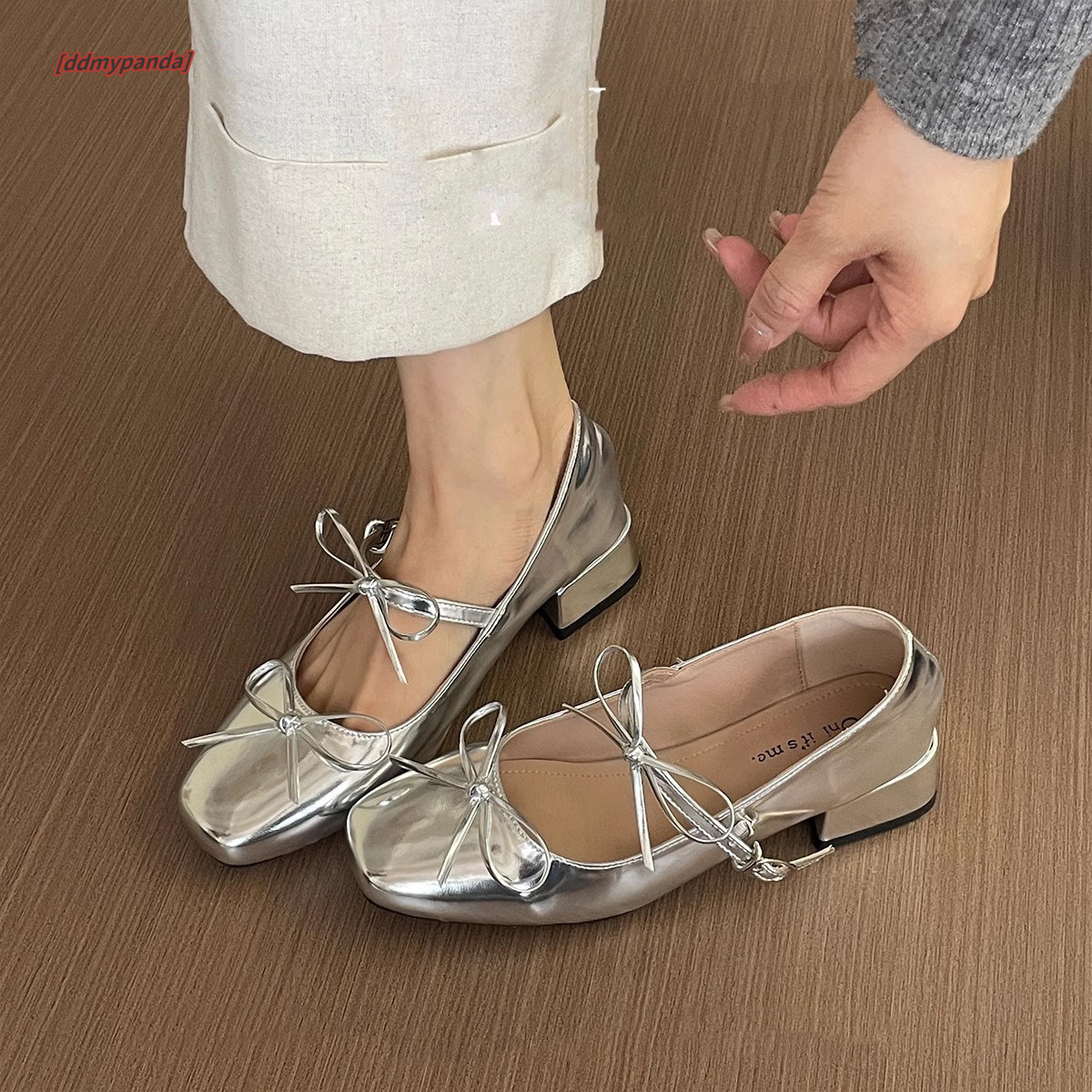 2025 Spring and Autumn New Simple Fashion Single Thick Heel Square Head Mary Jane Shoes, Bow Trendy Small Leather Shoes for Women #ddmypanda