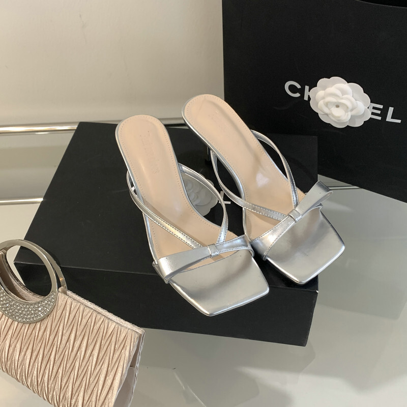 New French square toe high-heeled shoes women in spring and autumn 2025, Roman sandals outerwear, flip flops for versatile use #ddmykukumalu