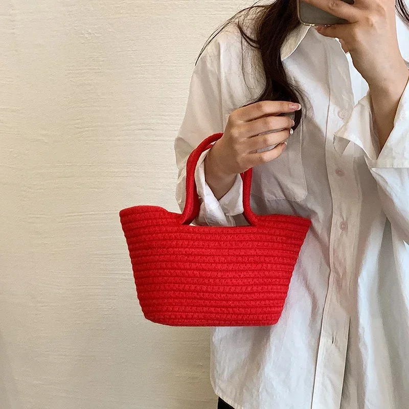 Autumn Womens Bag 2023 High Quality Straw Capacity Solid Color Selling Beach Holiday Shopping Handbag 250227