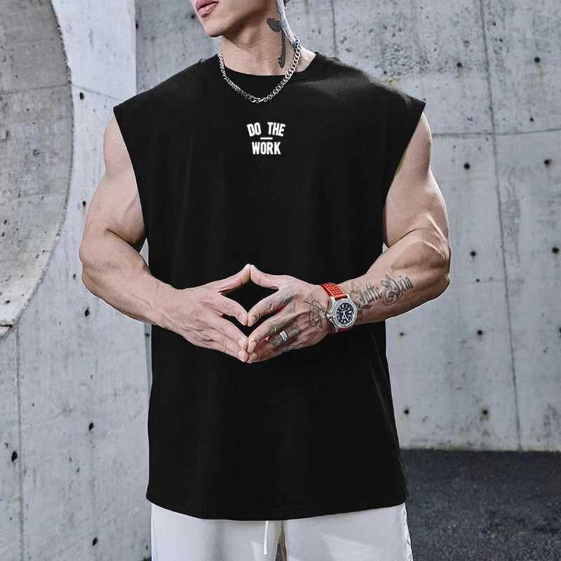 Mens Summer Quickly-dry Tank Top Breathable Casual Loose Fitness Sports Sleeveless Shirt Bodybuilding Printed UndershirtT250318