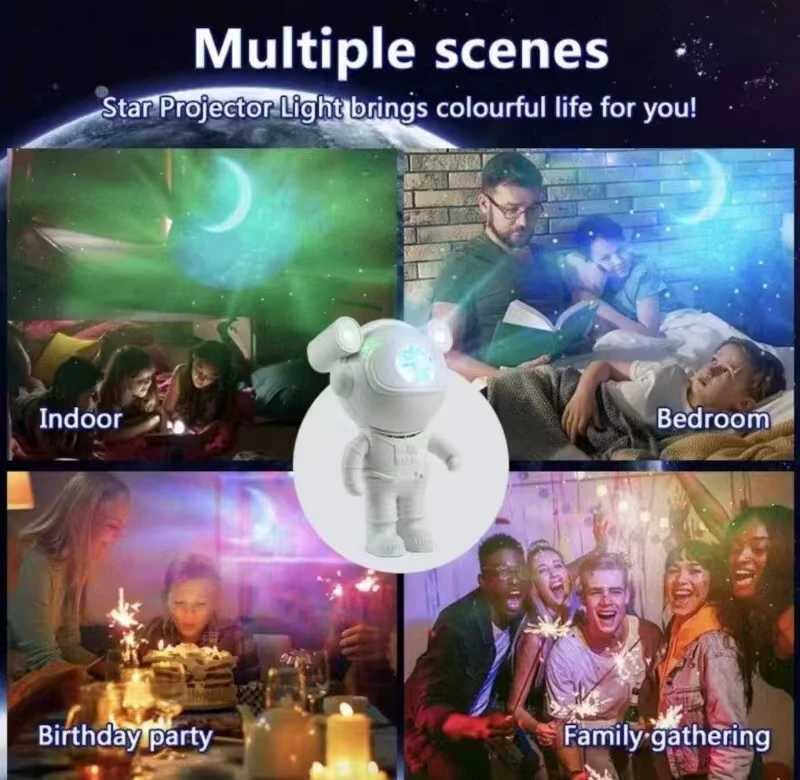 New Arrival Bluetooth Astronaut Star Light Projector LED Bedroom Ambiance Night Light Aurora Moon Nebula Galaxy Lighting for Kids Z250307