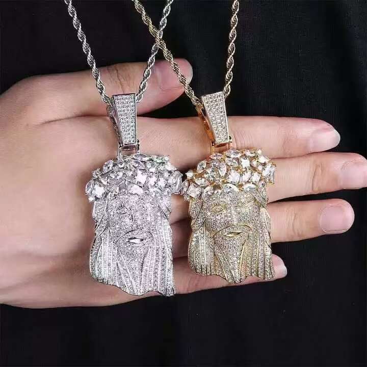 moissanite chain Jesus Pendant with Moissanite Cuban Chain Necklace Hip Hop Jewelry for Men Gift Versatile decoration Hot-selling products