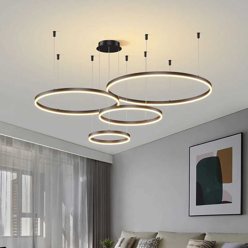 Modern Led Ceiling Chandelier Circular Ring Chandelier Living Bedroom Dining Room Lighting Home Indoor Lighting Decor Chandelier X250307