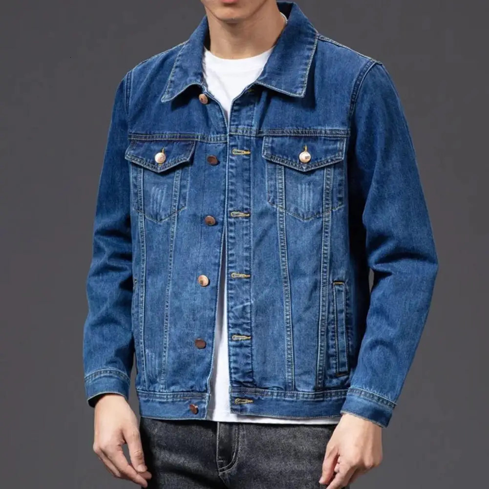 Casual Denim Jacket for Men Coat Singlebreasted Cardigan Male 250225