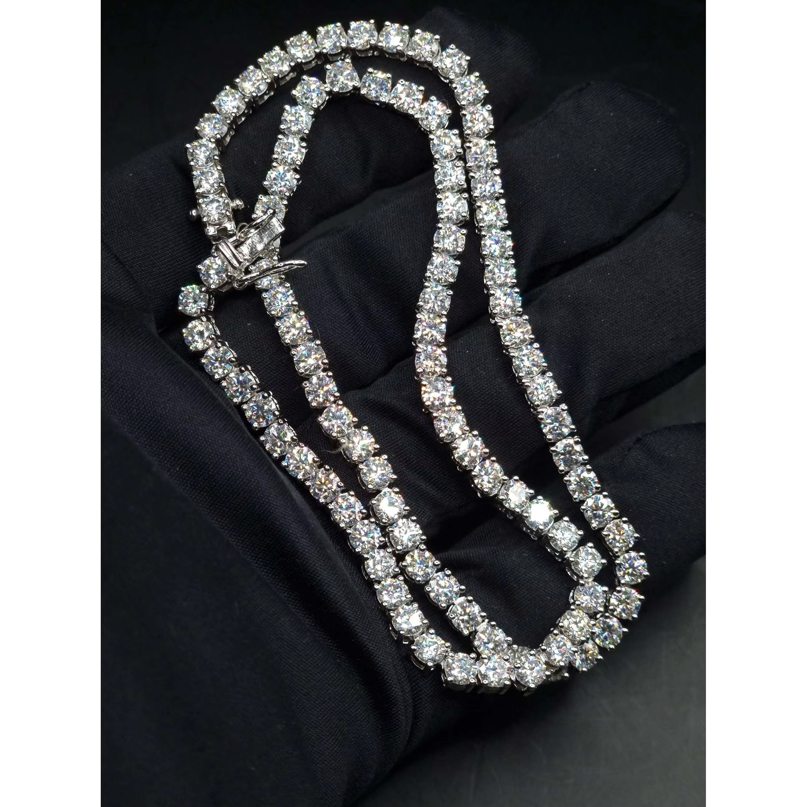 Moissanite Diamond Tennis Chain 4.0mm D Color VVS1 Moissanite Pass Diamond Tester Tennis Necklace for Women 925 Sterling Si