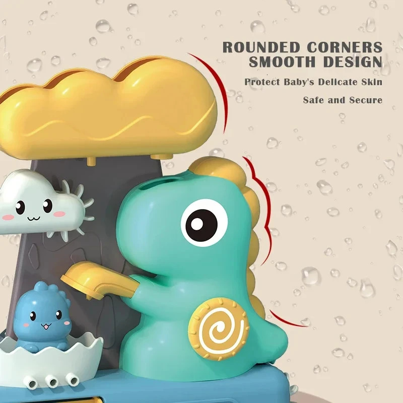 Childrens shower paddle toy cartoon animal dinosaur rotating water spray water wheel bathtub toy childrens happy shower toy gift 250306