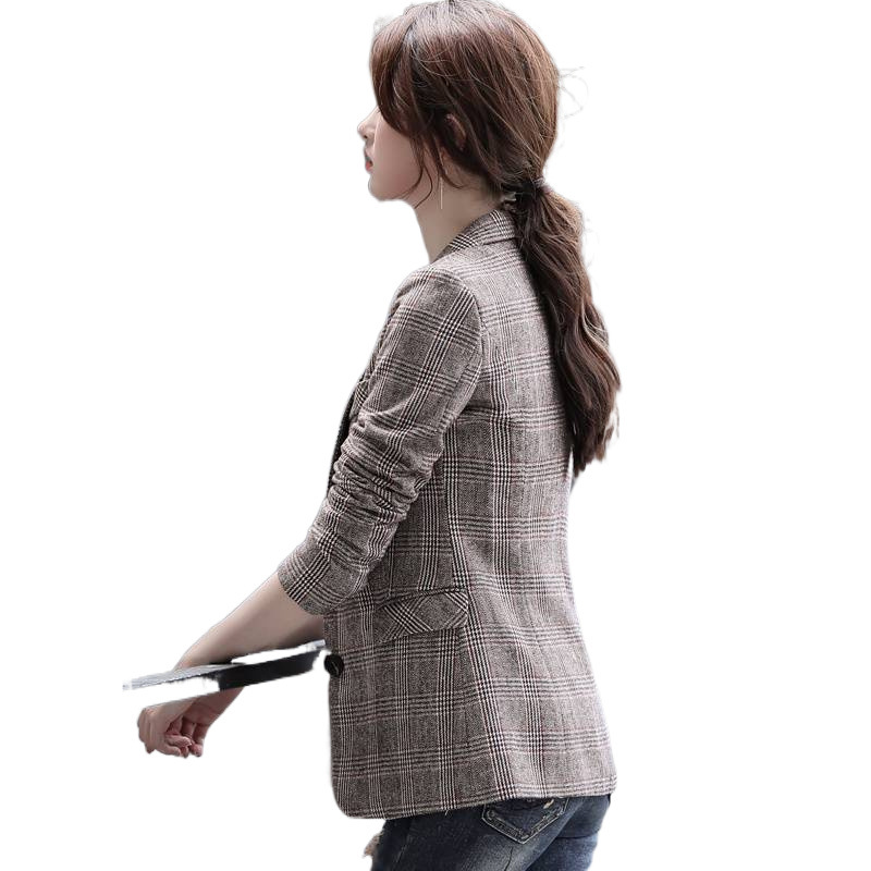 X36Stylish Plaid Blazer for Ladies - Elegant Fit for College & Streetwear Trends
