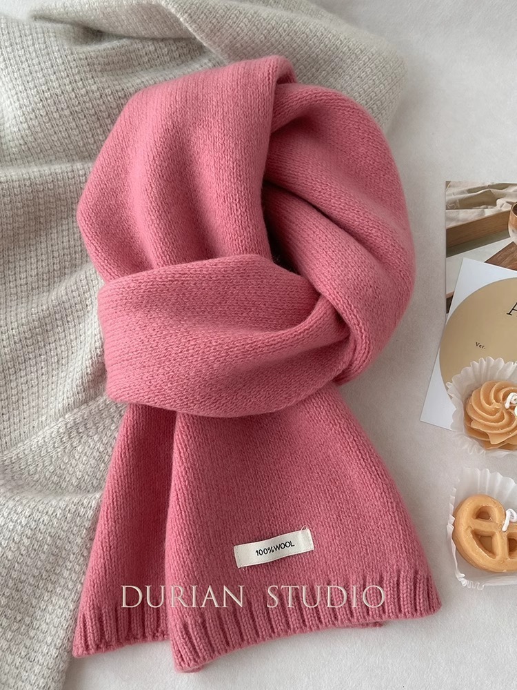 cashmere scarf new solid color versatile mens and womens winter warm knitted scarf241007