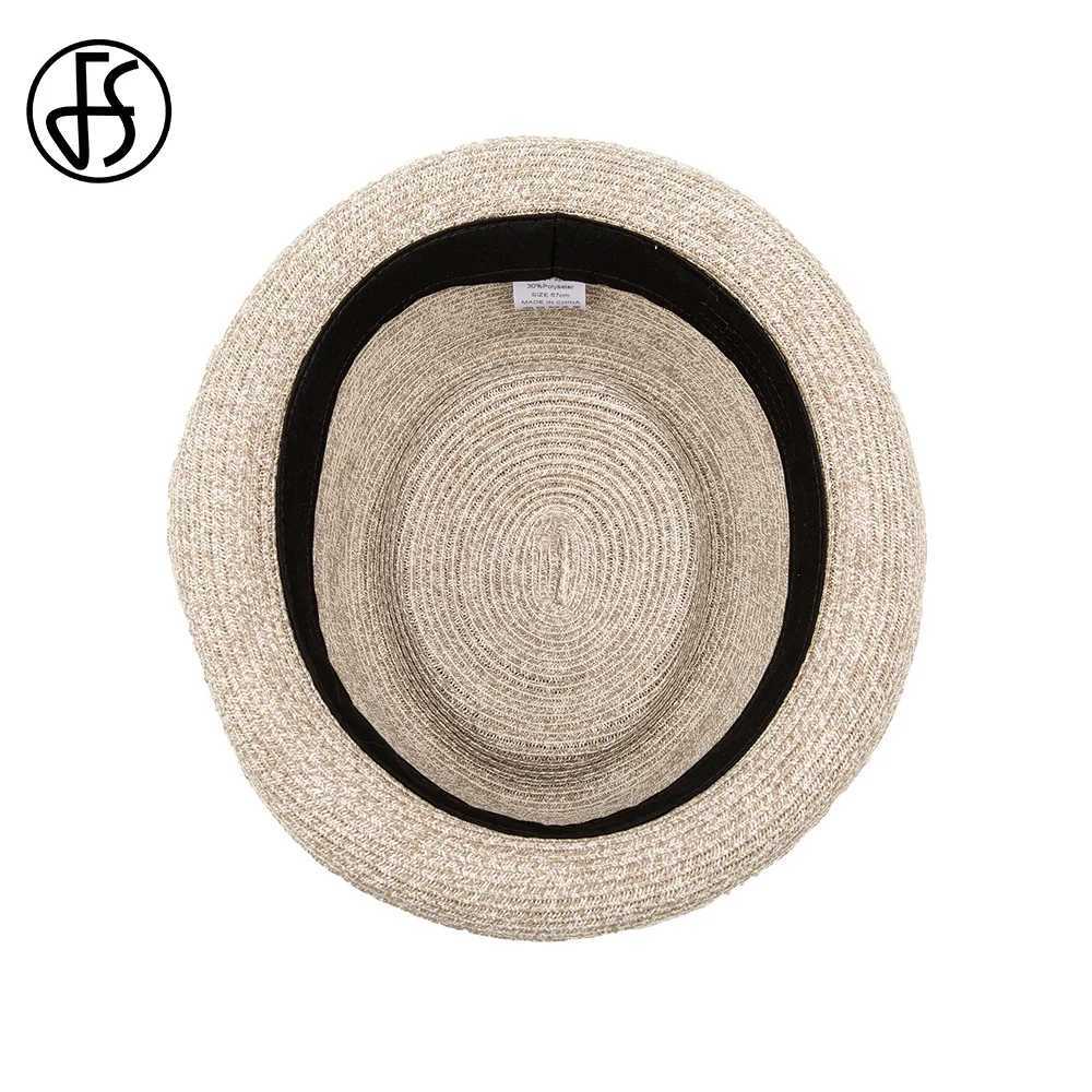 FS Cowboy Jazz Hat Pork Pie Straw Hats For Women Men Unisex Spring Summer Outdoor Sun Protection Gentleman Gangster Panama Cap W250307