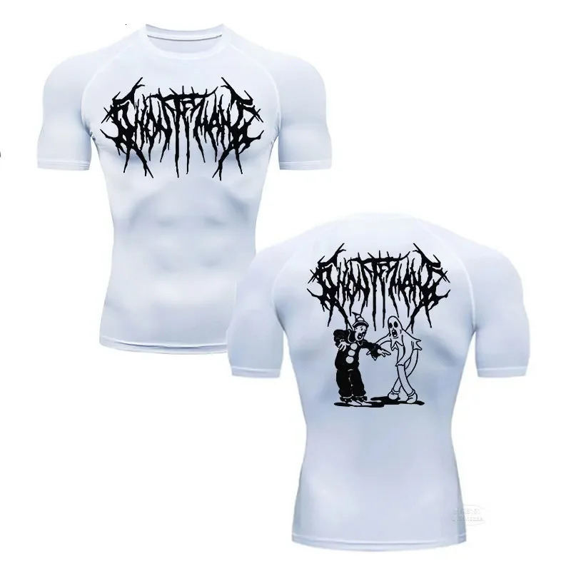 Mens Fashion Printed Casual Shortsleeved Tshirt Summer Fitness Compression Shirt Jogging Gym Sports Breathable Top S3XL 250225