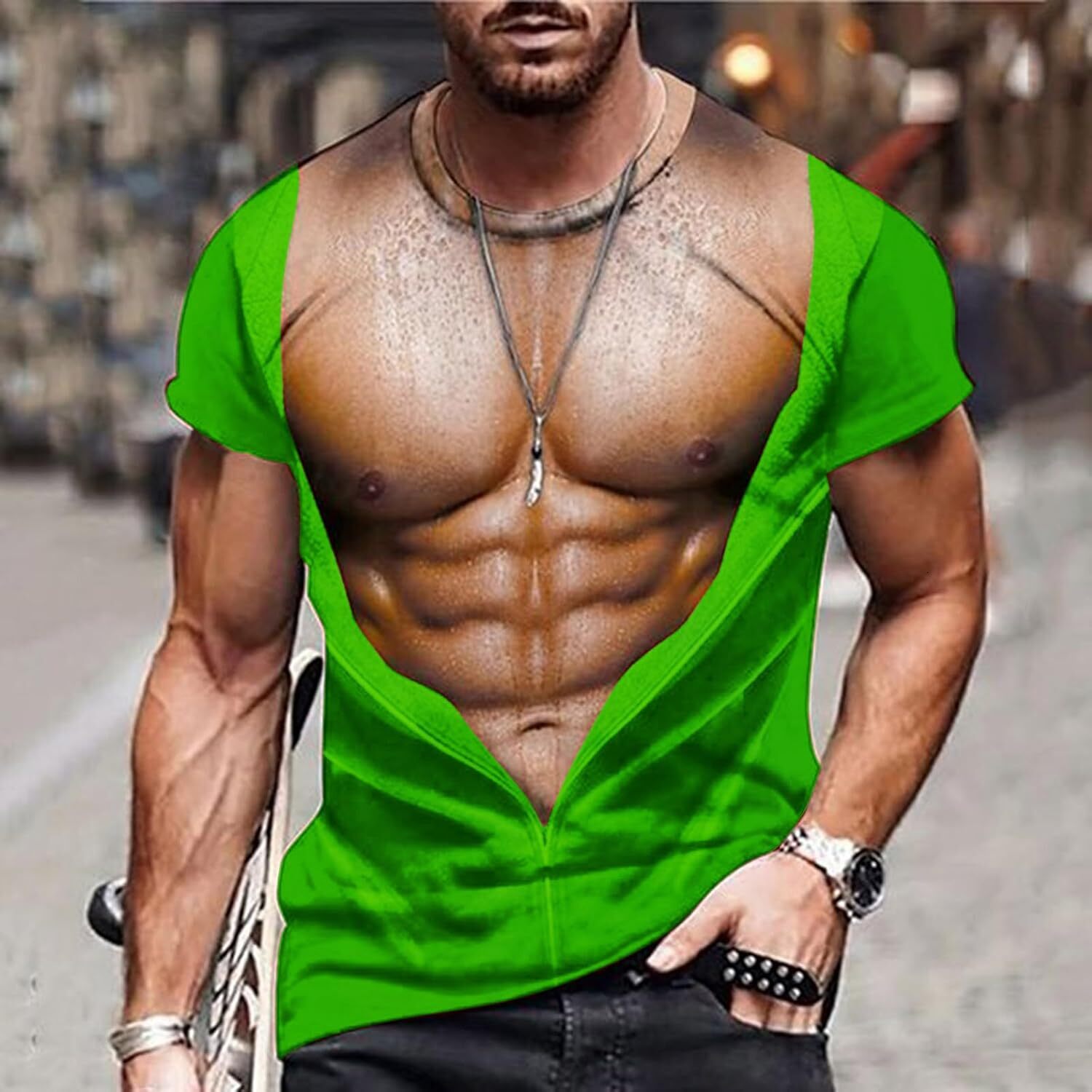 Mens T shirt Mens Funny T Shirts Summer Casual Short Sleeve Crewneck 3D Fake Abs Print Tees Muscle Tshirts Novelty Ugly tee Casual tops summer clothes