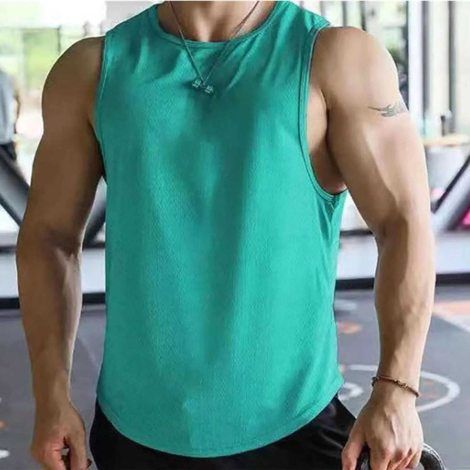 Summer Mens Sports Training Vest Fitness Basketball Sleeveless Shirt Exercise Mesh Quick Dry Running Gym Fitness Men Tank TopT250318