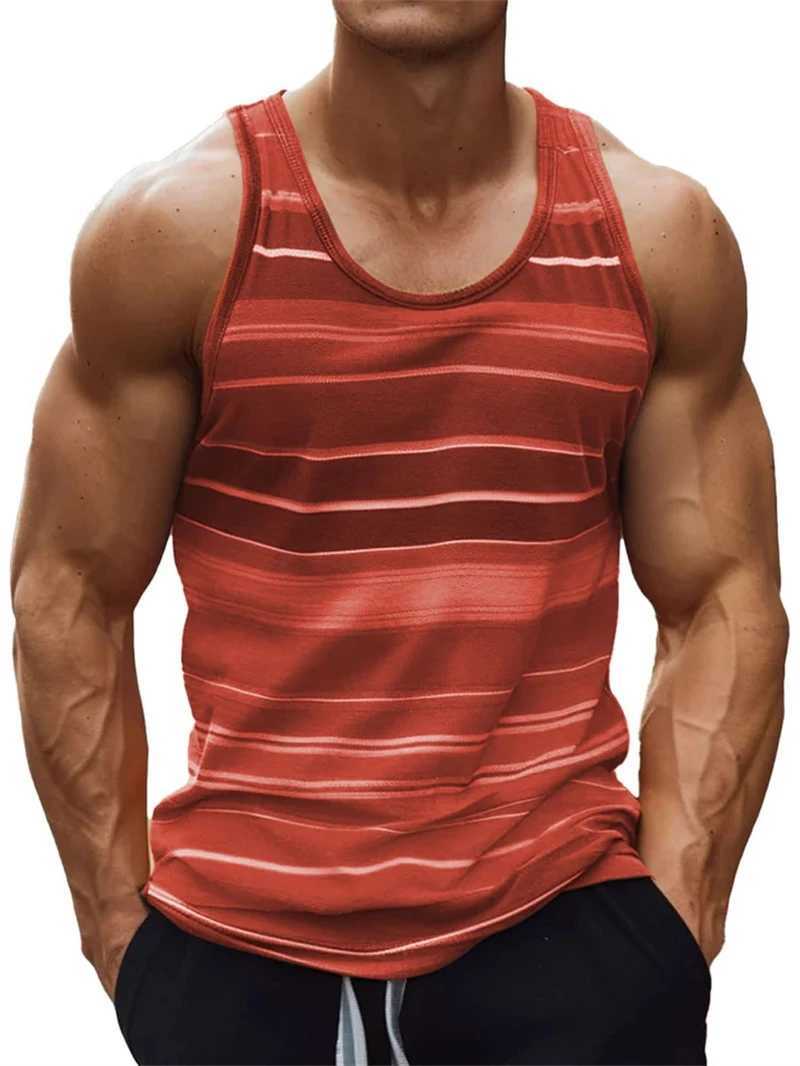 Stripe Colours 3d Printed Tank Top For Men Summer Classic Gym Fitness T-Shirt Street Sports Running Sleeveless Tees Tops VestT250318