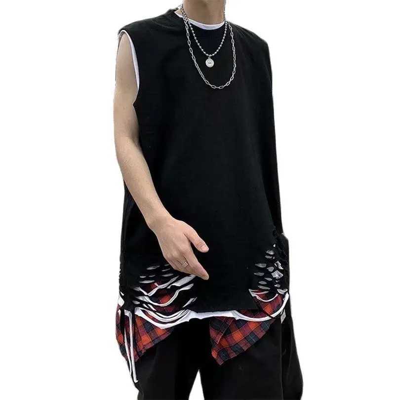 Summer Ripped Mens Tank Top Hole Sleeveless Shirt Men Braces T-Shirt Singlet Cotton Boys Tshirt 2025 Vintage Streetwear Z1T250318