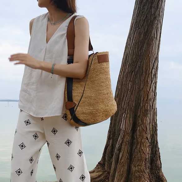 Forest Woven Bag, Women's Fashionable Grass Woven Crossbody Bag, Large Capacity Beach Vacation Beach Bag 250315