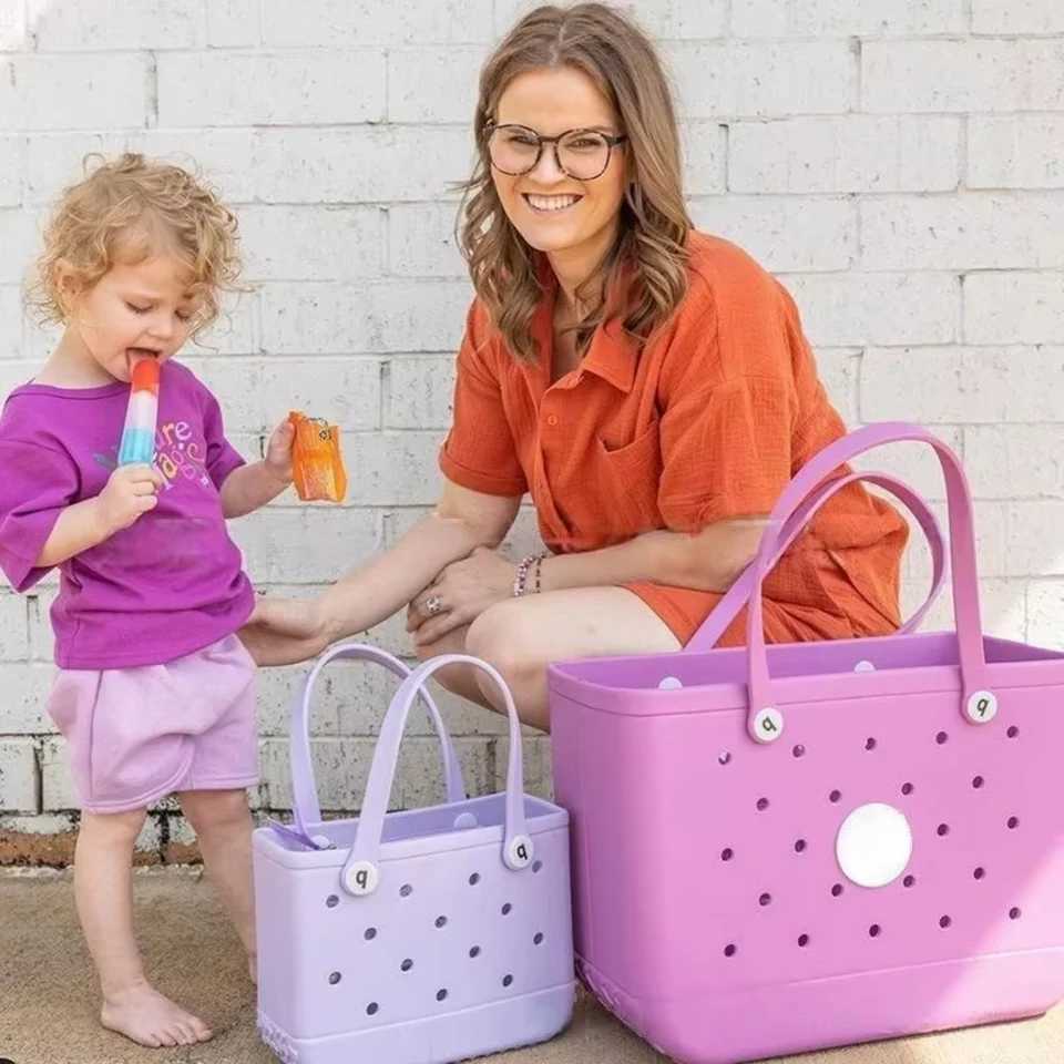Mini Beach Bogg Waterproof Rubber Jelly Tote Bag for Women Shopping Picnic Z250307