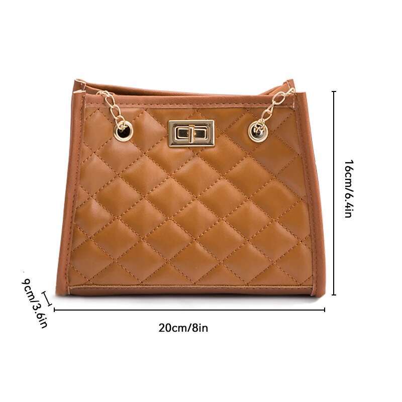 Hot Selg New Solid Color Prismatic Plaid Women Shoulder Bag Korean Version Fashion Lady Style Chain Pu Leather Light Handbag
