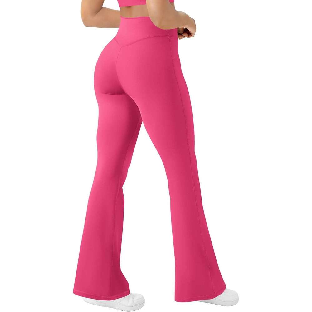 2025 New Arrivals Women's Yoga Boot Shaped Bottom Flared High Waisted Fitness Pants, Mocha mousse And Abdominal Compression Pants KLMY