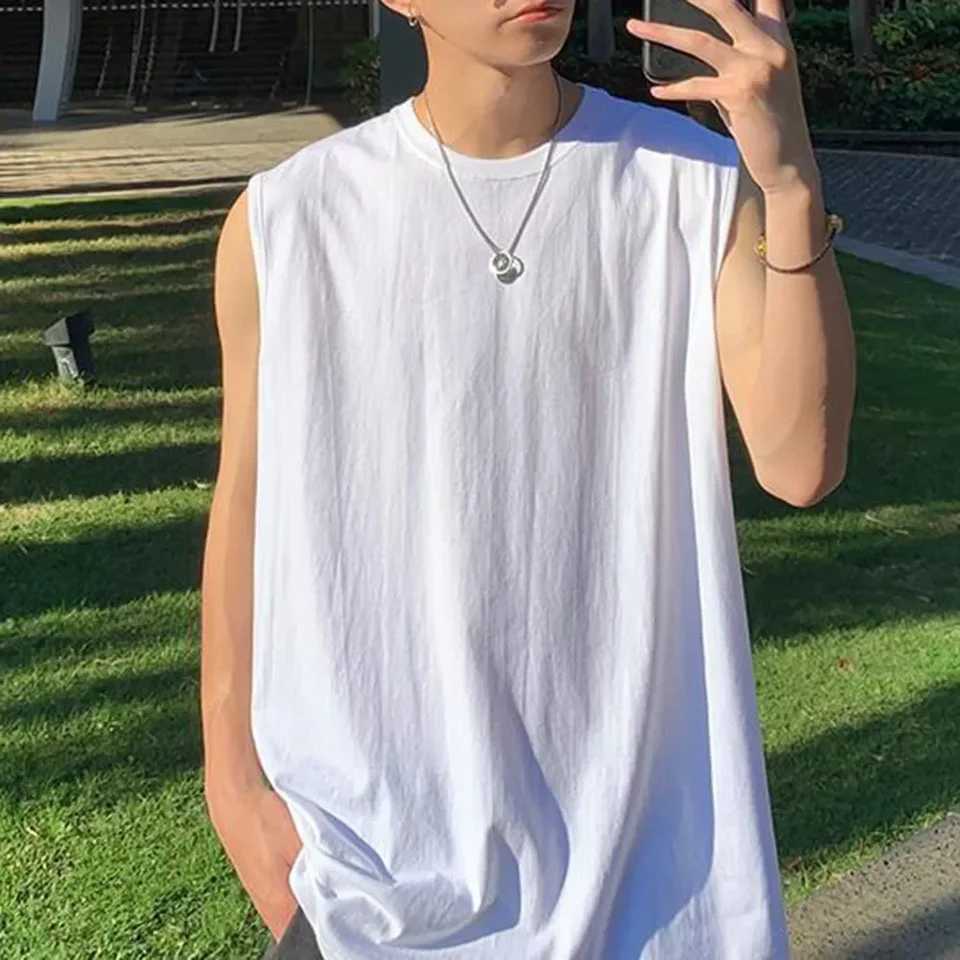 Mens Summer Tank Solid Tops Korean Fashion Sleeveless T-shirt Basic Sports VestsT250318