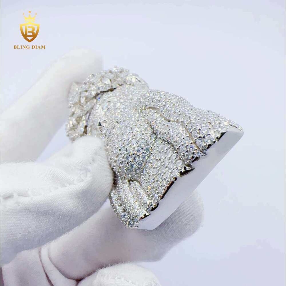 Custom White Gold Sterg Sier Vvs Moissanite Hip Hop Jesus Head Pendant For Men