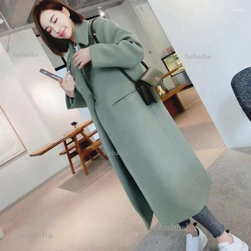 New Thicken Wool Coat Women Long Sleeve Turn-Down Collar Outwear Jacket Casual Autumn Winter Elegant Long Coat Plu