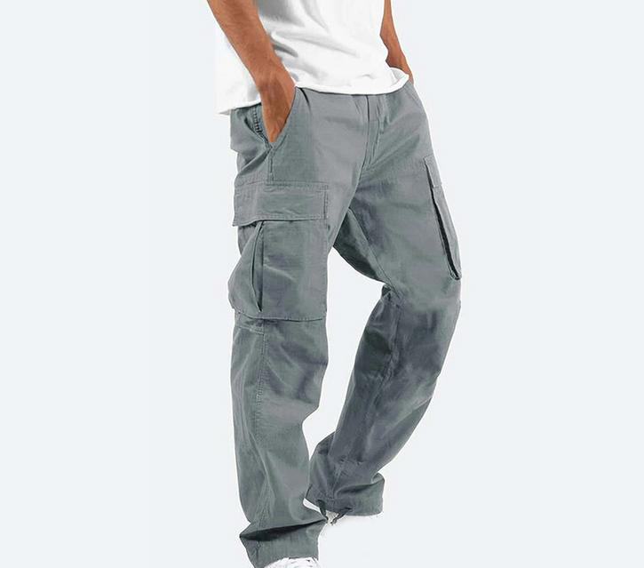 Men's Pants Outdoor Mens Cargo Black Cotton Pure Color Overalls Streetear Men Straight Trouser Pocket Sweatpants 5XL