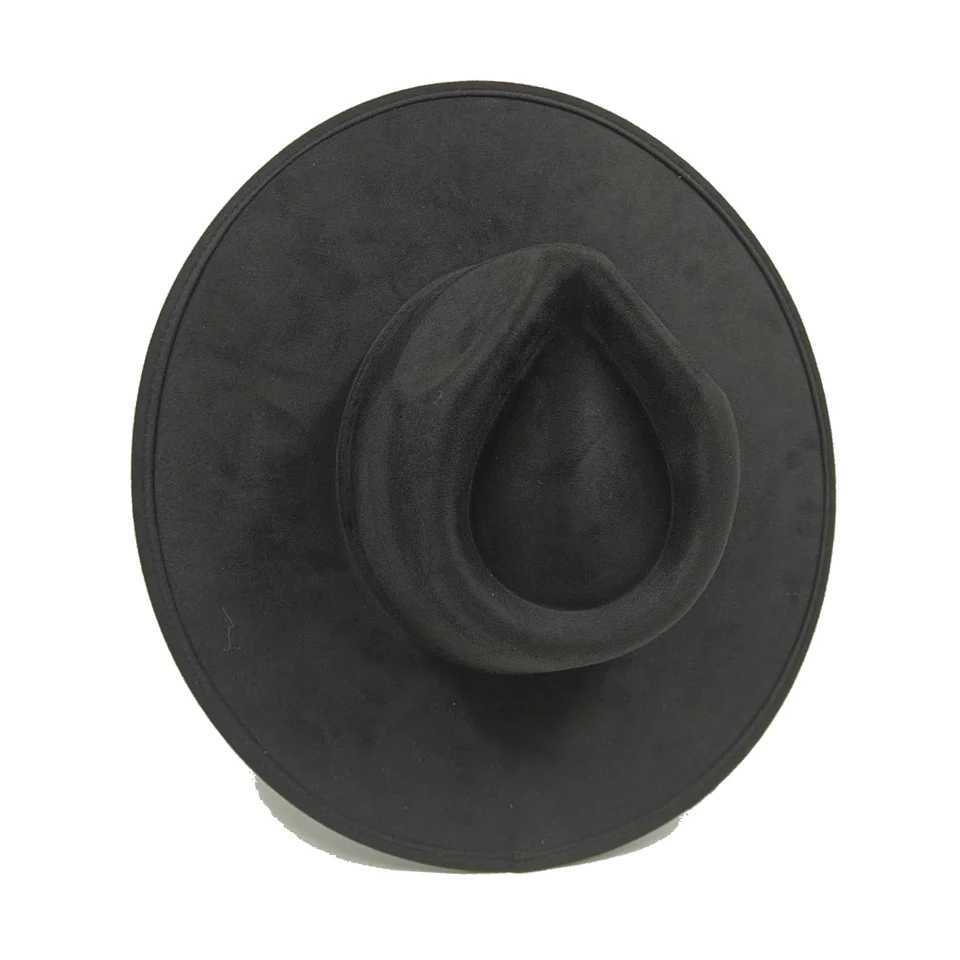 Vegan suede fedora hat with large teardrop top for women with stiff brim flat fashion hat suede hat hats for women W250307
