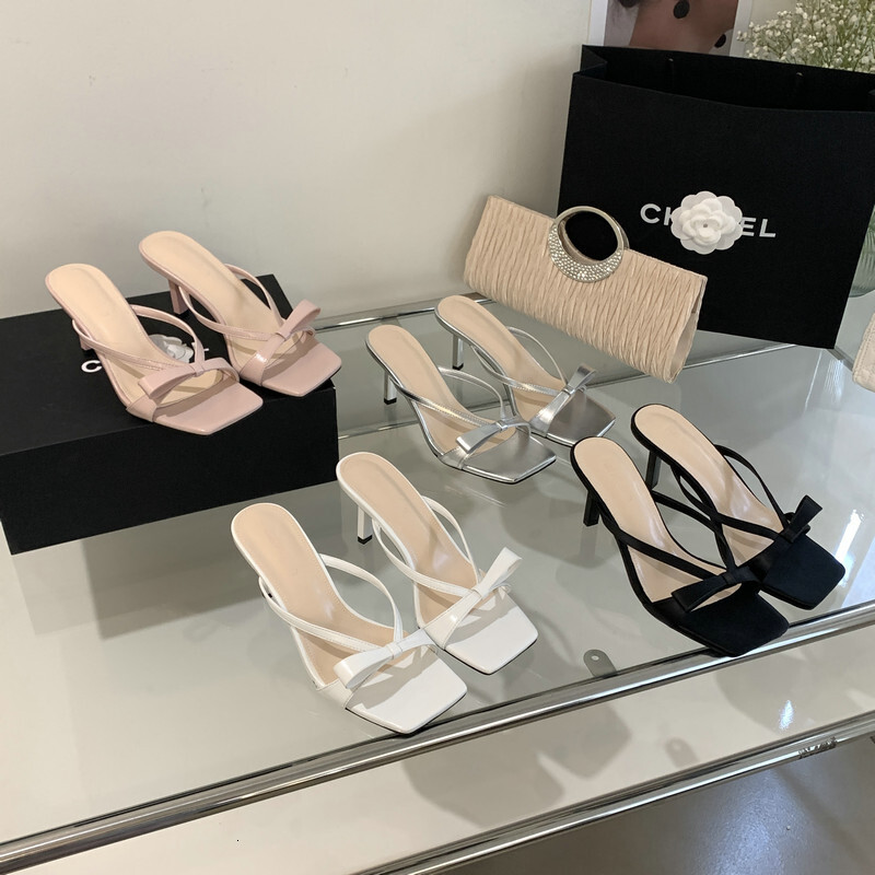 New French square toe high-heeled shoes women in spring and autumn 2025, Roman sandals outerwear, flip flops for versatile use #ddmykukumalu
