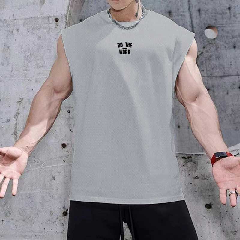Mens Summer Quickly-dry Tank Top Breathable Casual Loose Fitness Sports Sleeveless Shirt Bodybuilding Printed UndershirtT250318