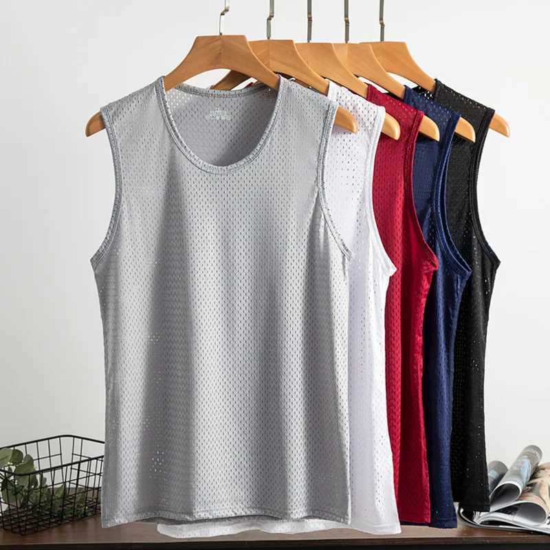 Summer Mesh Tank Top Men Gym Fitness Quick Dry T-shirt Mens Clothing Slim Fit Bodybuilding Sleeveless Shirts Men Basketball VestT250318