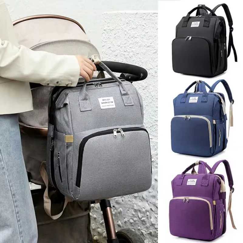 Folding Mommy Diaper Bags Baby Bed Fashion Womens Bag Maternity Nappy Diaper Bags Travel Milk Bottle Backpack Nursing Bags W250307
