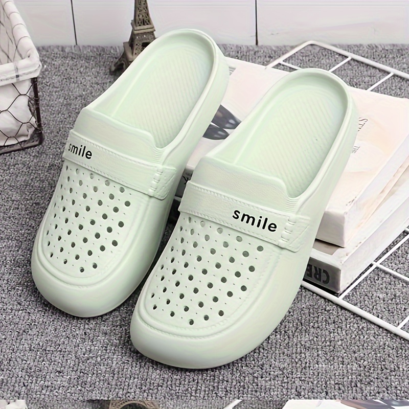 Baotou ladies black flat EVA non-slip outdoor wear summer half slipper croc shoes thick soles breathable everything