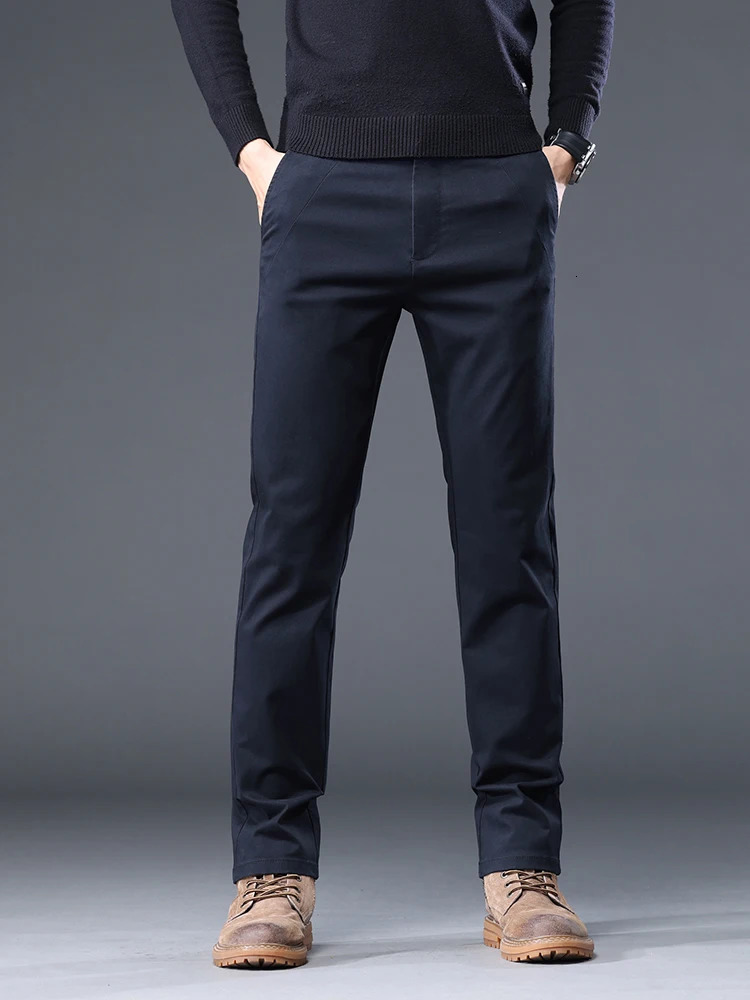 98 Cotton Mens Casual Pants Business Classic Clothes Noiron Straight Elastic Fashion Casual Trousers Male 250305Z