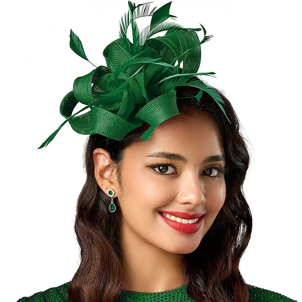 Tea Party Fascinators Kentucky Headband Derby Hat Wedding Cocktail Flower Feathers Ribbon Fascinator Hats for Women 250306
