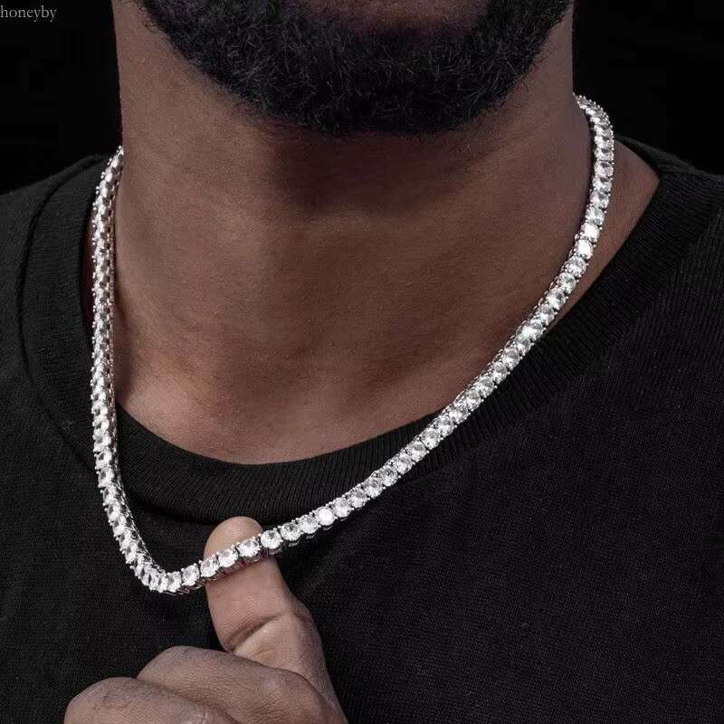 Fine Top Selg Moissanite Jewelry Sier S Sterg White 14k Gold Plated Dia Tennis Chain Necklace