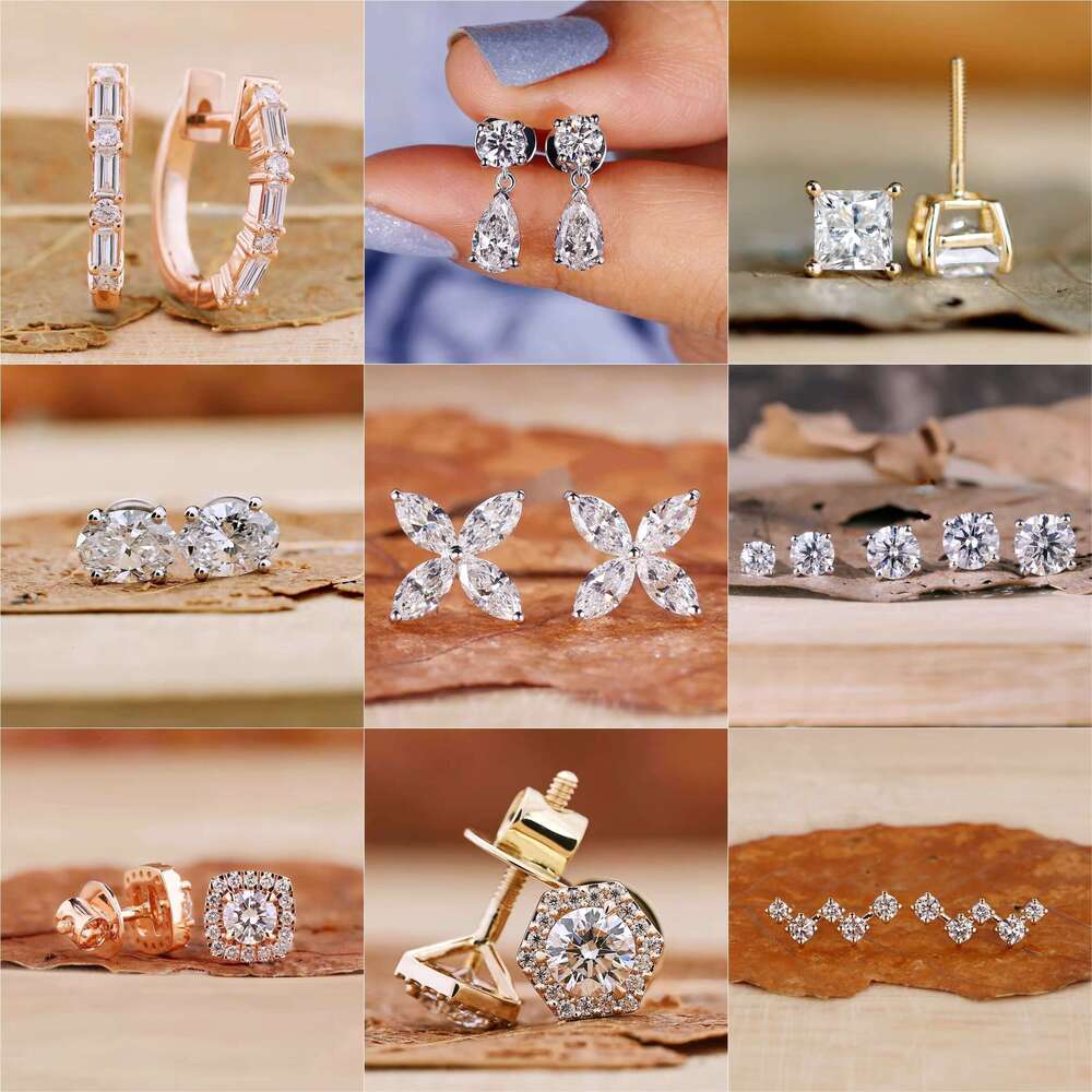 Igi GIA Certified Created Lab Sapphire Grown 4 Carat Dia Stud Earrings 10K 14K Solid Gold Tear Drop Composite Earring